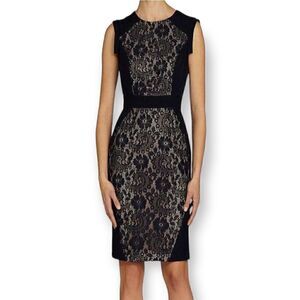 NWOT Adrianna Papell Black Lace Power Suit Dress SZ 2P